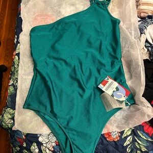Teal One-Shoulder Swimsuit